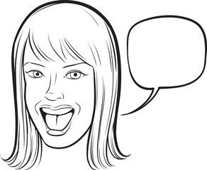 whiteboard drawing - laughing young woman