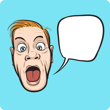 surprised man face with speech bubble