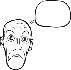 whiteboard drawing - surprised guy face with speech bubble