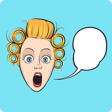 surprised woman face with speech bubble