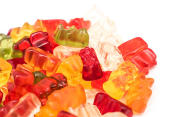 Jelly Gummy Bears Isolated On White