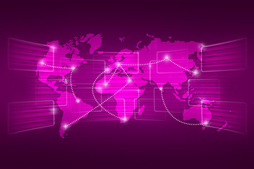 Fototapeta na wymiar World map geography world order background shipping purple