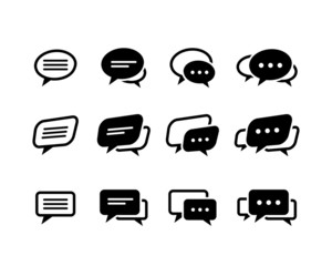 Black and line speech bubble  icons