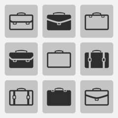briefcase black icons set