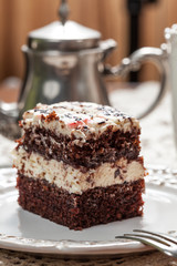 Piece of chocolate cake.