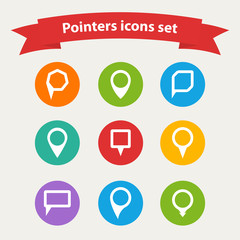 pointer  white icons set  various forms