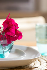 closeup of decorated lunch table