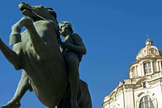 Prancing horse in Royal Palace of Turin (Dioscuro Castor statue)