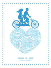 Vector doodle circle water texture couple on tandem bicycle
