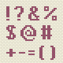 Cross stitch alphabet and number.