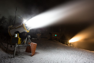 snow cannon at night