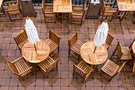 Outdoor Patio View From Overhead In Rain