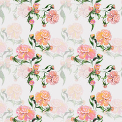 Peonies seamless pattern