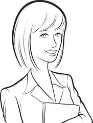 whiteboard drawing - smiling business woman with papers
