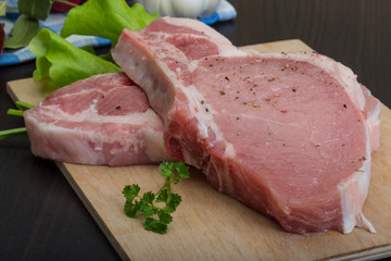 Raw t-bone steak
