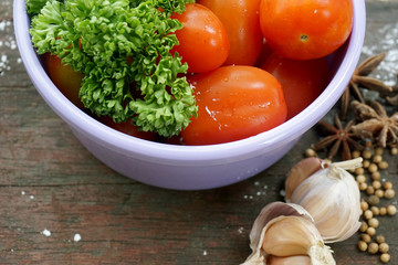 Food ingredients on the kitchen table