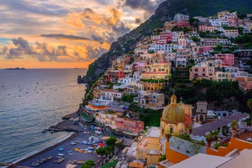 Deurstickers Positano strand, Amalfi kust, Italië Positano, Amalfikust, Italië