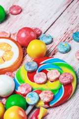 multicolored sweets and chewing gum