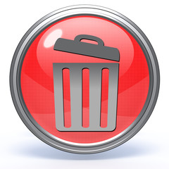 trash can circular icon on white background