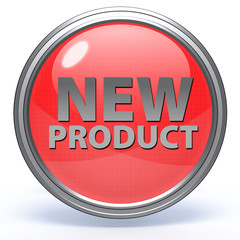 new product circular icon on white background