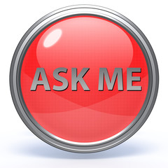 ask me circular icon on white background