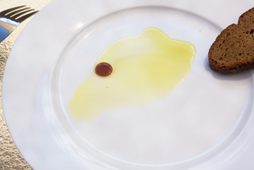 Olive oil with drop soy sauce