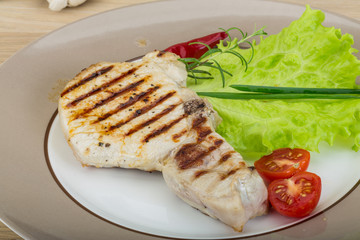 Grilled pork steak