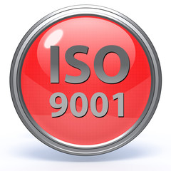 Iso 9001 circular icon on white background