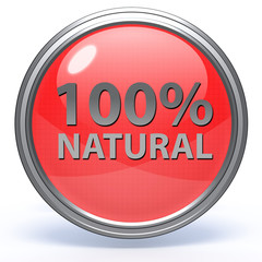 100% natural circular icon on white background
