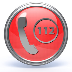 112 circular icon on white background