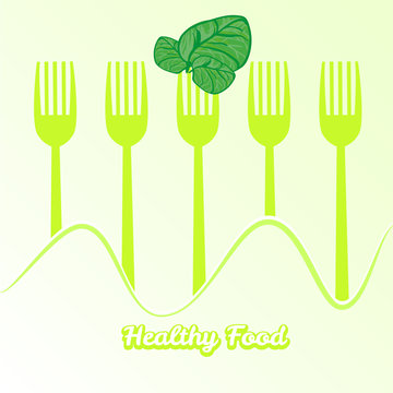 vector tableware set of fork with spinach