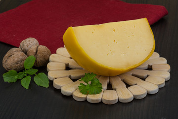 Yellow round cheese