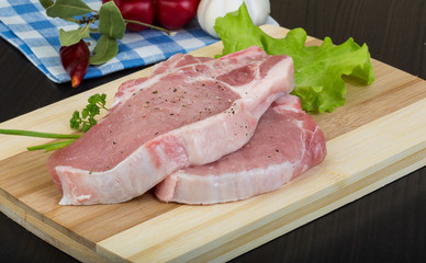 Raw t-bone steak