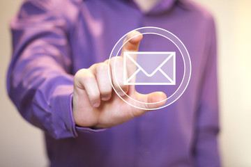 Business button virtual messaging mail sending