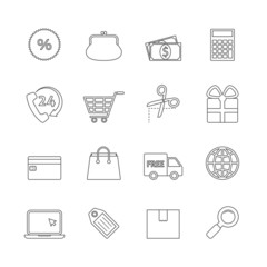 Shopping Thin Line Icons