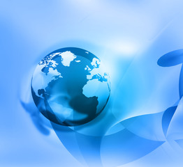 World on Abstract blue background.