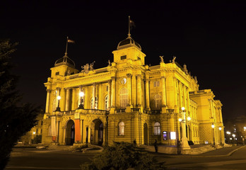Fototapeta na wymiar National theater in Zagreb, Croatia , night view
