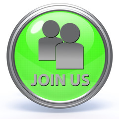 Join us circular icon on white background