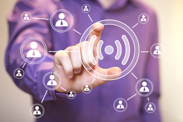 Social Network Interface business wifi button