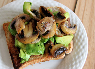 Avocado and Mushrooms on Toast