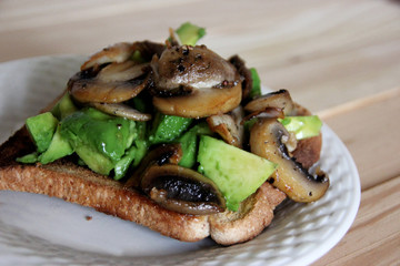Avocado and Mushrooms on Toast