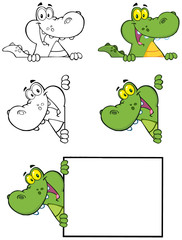 Crocodile Cartoon Mascot Character 2. Collection Set