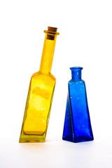 Two glass decorative bottles