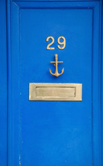 Blue wooden doors