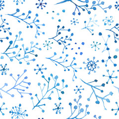 Christmas pattern with snow and trees