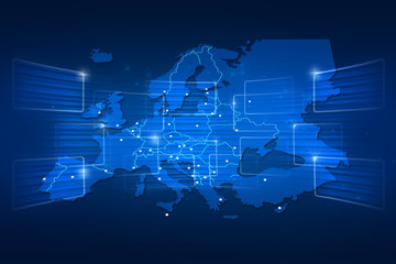 Europe Map World map News Communication blue