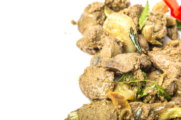 Deep fried chicken liver mix with curry powder 