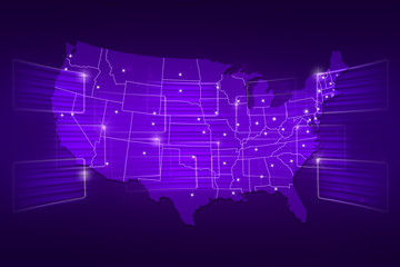 USA Map World map News Communication purple