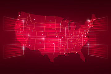 USA Map World map News Communication red