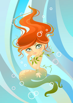 Mermaid  background in waves
